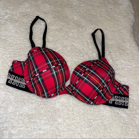 Pink Christmas Matching Bra and Thong Set - Picture 8 of 11